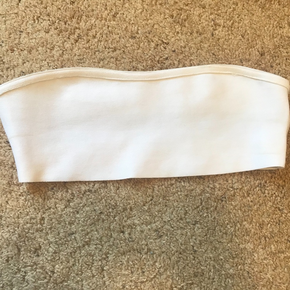 White Strapless Bandeau Bikini Top